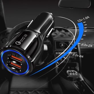   Univerzális Autós Töltő 2x USB Quick Charge 3.0 QC3.0 3.1A fekete