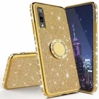   Huawei P40 Lite E Diamond Csillámló Szilikon Tok TPU Gyűrűs Arany