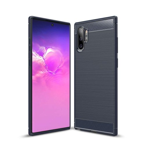 Samsung Galaxy Note 10+ Note 10 Plus Szilikon Tok Karbon Mintával Sötétkék