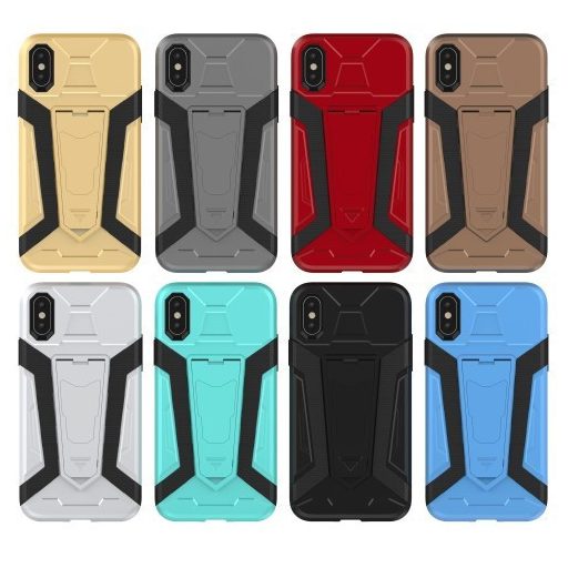 iPhone X Armor Tok Ütésálló Kitámasztható 2in1 Hybrid Fekete