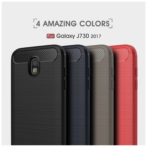 Samsung Galaxy J7 2017 Tok Szilikon Szálcsiszolt Karbon Mintázat Ütésállókivitel Sötétkék