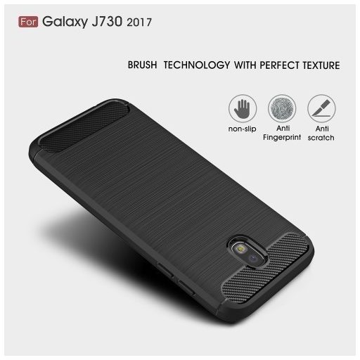 Samsung Galaxy J7 2017 Tok Szilikon Szálcsiszolt Karbon Mintázat Ütésállókivitel Fekete