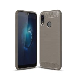   Huawei P20 Lite Tok Szilikon Szálcsiszolt Mintázattal Ütésállókivitel Szürke