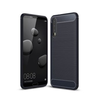   Huawei P20 Pro Tok Szilikon Ütésállókivitel Szálcsiszolt Mintázattal Sötétkék