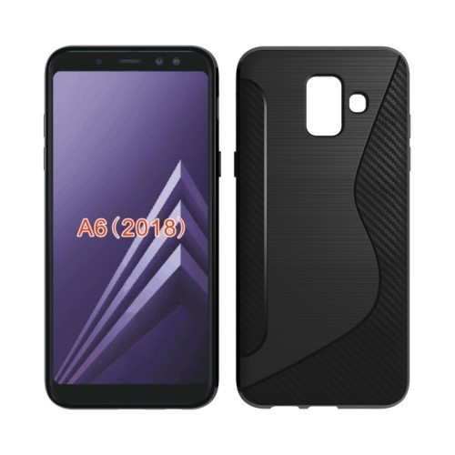 Samsung Galaxy A6 (2018) TPU Szilikon Tok S-Line Design Karbon Mintázattal Fekete