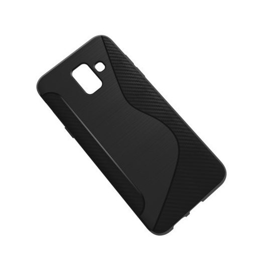 Samsung Galaxy A6 (2018) TPU Szilikon Tok S-Line Design Karbon Mintázattal Fekete