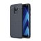 Samsung Galaxy A6+ (2018) Szilikon Tok Bőrmintázattal TPU Prémium Sötétkék