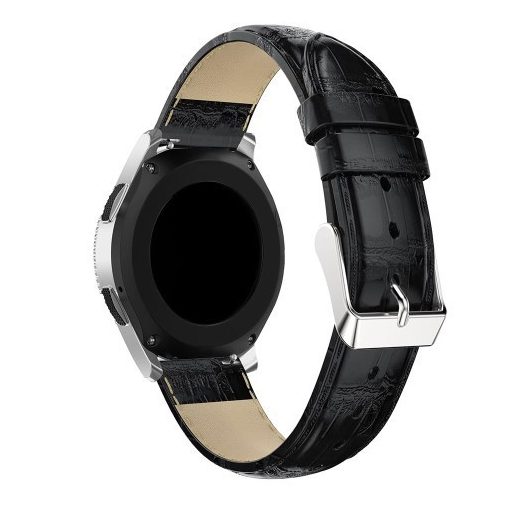 Samsung Galaxy Watch 46mm Pótszíj - Óraszíj Krokodil Bőrmintás Fekete