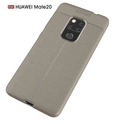 Huawei Mate 20 Szilikon Tok Bőrmintázattal Szürke