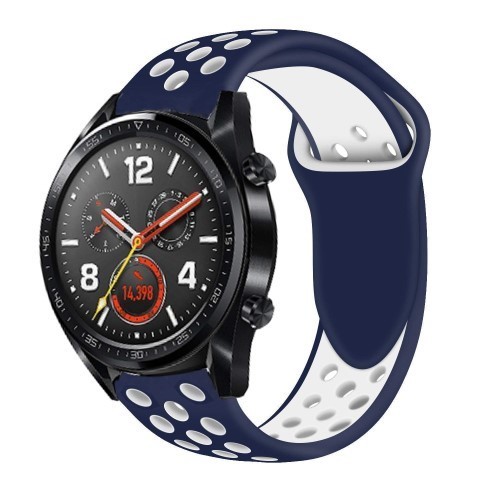 Huawei Watch GT Óraszíj - Szilikon Pótszíj Trendy Sport Style Kék/Fehér