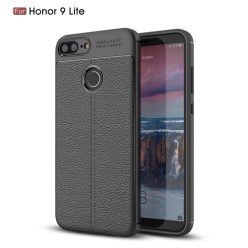   Huawei Honor 9 Lite Szilikon Tok Bőrmintázattal TPU Prémium Fekete