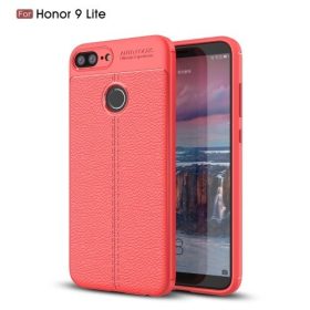   Huawei Honor 9 Lite Szilikon Tok Bőrmintázattal TPU Prémium Piros