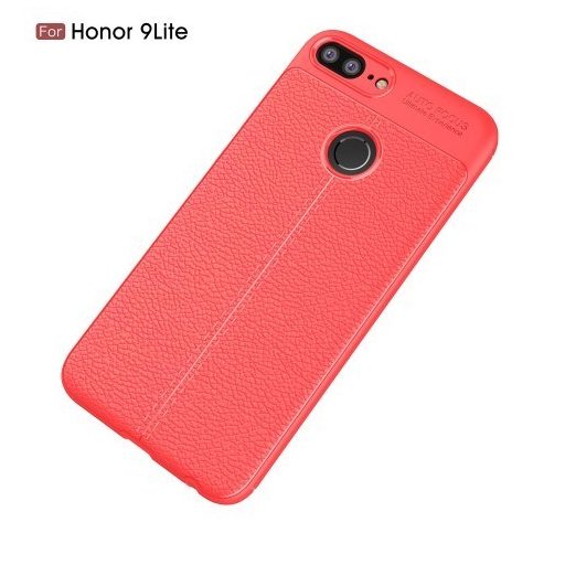 Huawei Honor 9 Lite Szilikon Tok Bőrmintázattal TPU Prémium Piros