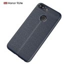 Huawei Honor 9 Lite Szilikon Tok Bőrmintázattal TPU Prémium Sötétkék