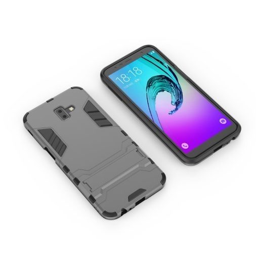 Samsung Galaxy J6+ / J6 Plus 2in1 Tok Ütésálló - Kitámasztható TPU Hybrid Szürke