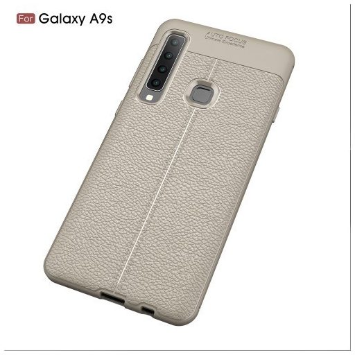 Samsung Galaxy A9 (2018) Szilikon Tok Bőrmintázattal TPU Prémium Szürke