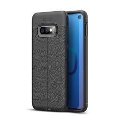   Samsung Galaxy S10e Szilikon Tok Bőrmintázattal TPU Prémium Fekete