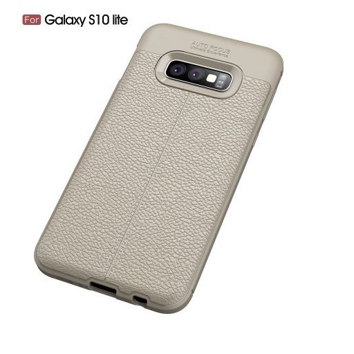 Samsung Galaxy S10e Szilikon Tok Bőrmintázattal TPU Prémium Szürke