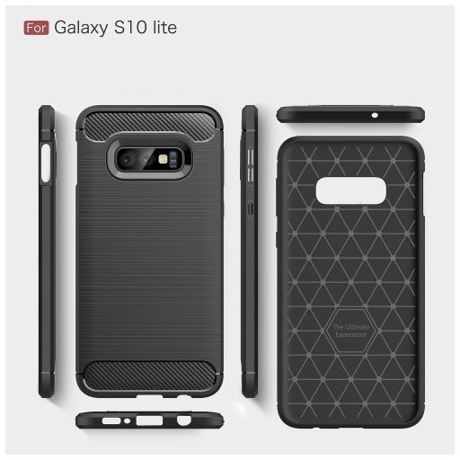 Samsung Galaxy S10e Szilikon Tok Ütésállókivitel Karbon Mintázattal Fekete