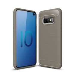   Samsung Galaxy S10e Szilikon Tok Ütésállókivitel Karbon Mintázattal Szürke