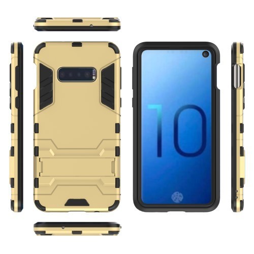 Samsung Galaxy S10e 2in1 Tok Ütésálló - Kitámasztható TPU Hybrid Arany
