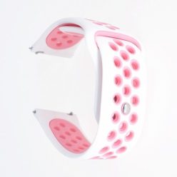   Samsung Galaxy Watch Active Óraszíj - Pótszíj SM-R500 Szilikon Hollow Style Lyukacsos Fehér/Rózsaszín