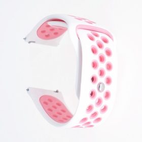   Samsung Galaxy Watch Active Óraszíj - Pótszíj SM-R500 Szilikon Hollow Style Lyukacsos Fehér/Rózsaszín