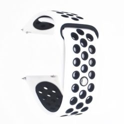   Samsung Galaxy Watch Active Óraszíj - Pótszíj SM-R500 Szilikon Hollow Style Lyukacsos Fehér/Fekete