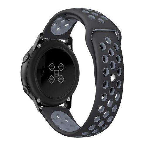 Samsung Galaxy Watch Active Óraszíj - Pótszíj SM-R500 Szilikon Hollow Style Lyukacsos Fekete/Kék