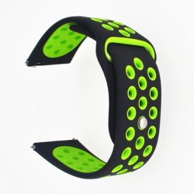   Samsung Galaxy Watch Active Óraszíj - Pótszíj SM-R500 Szilikon Hollow Style Lyukacsos Fekete/Zöld