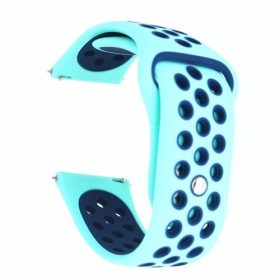   Samsung Galaxy Watch Active Óraszíj - Pótszíj SM-R500 Szilikon Hollow Style Lyukacsos Világoskék/Sötétkék