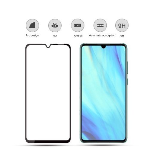 Huawei P30 Képernyővédő Üveg - Tempered Glass AMORUS - Fekete