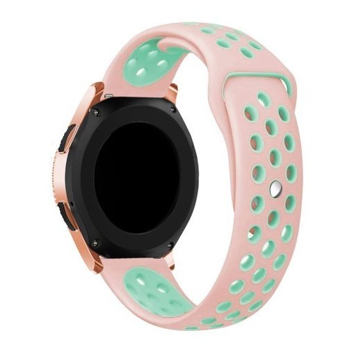 Samsung Galaxy Watch 42mm Pótszíj - Szilikon Óraszíj TwoTone Series Rózsaszín/Cián