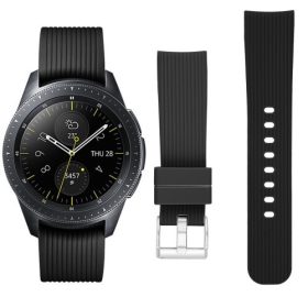   Samsung Galaxy Watch 42mm Óraszíj - Pótszíj Szilikon Stripe Texture Style RMPACK Fekete
