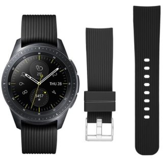   Samsung Galaxy Watch 42mm Óraszíj - Pótszíj Szilikon Stripe Texture Style RMPACK Fekete