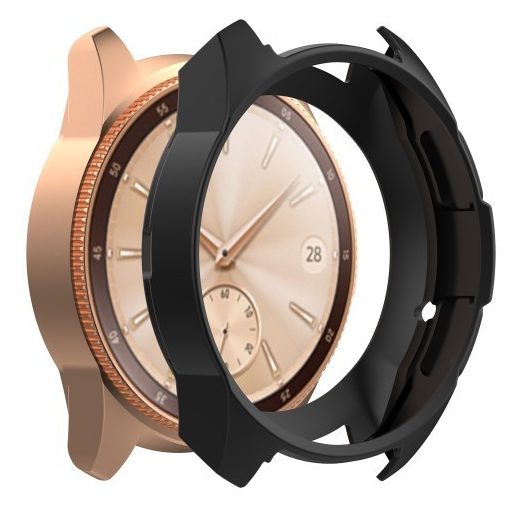 Samsung Galaxy Watch 42mm Szilikon Tok - Keretvédelemmel Fekete
