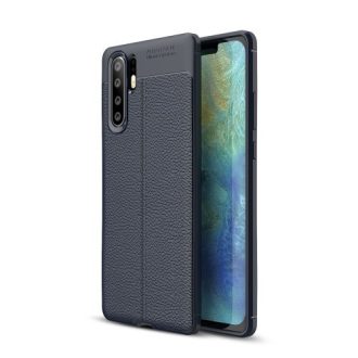   Huawei P30 Pro Szilikon Tok Bőrmintázattal TPU Prémium Sötétkék