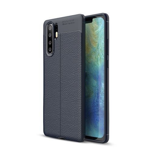 Huawei P30 Pro Szilikon Tok Bőrmintázattal TPU Prémium Sötétkék