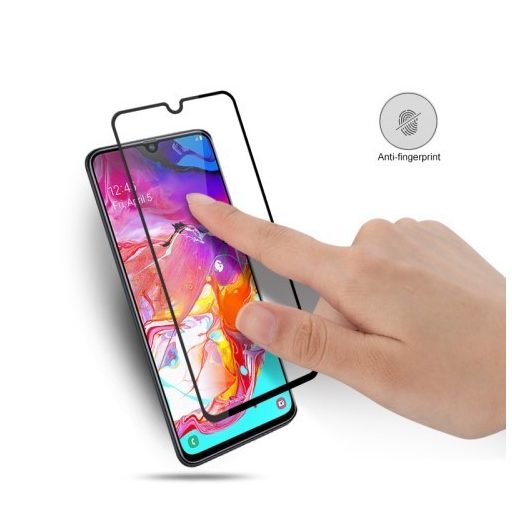 Samsung Galaxy A70 Kijelzővédő Üveg - Tempered Glass MOCOLO Full Size Fekete