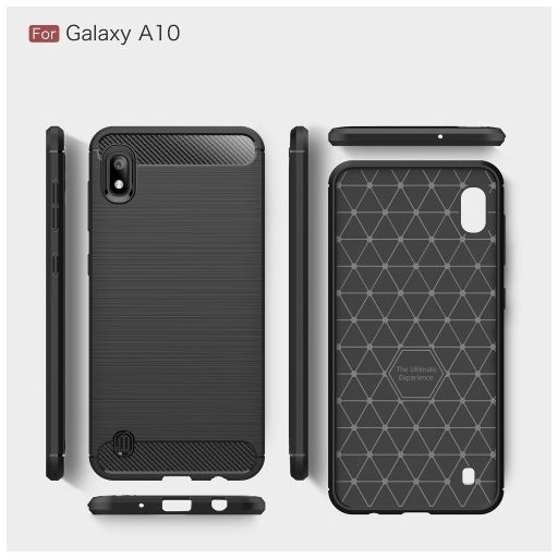 Samsung Galaxy A10 Szilikon Tok Ütésállókivitel Karbon Mintázattal Fekete