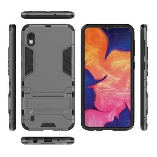 Samsung Galaxy A10 2in1 Tok Ütésálló - Kitámasztható TPU Hybrid Szürke