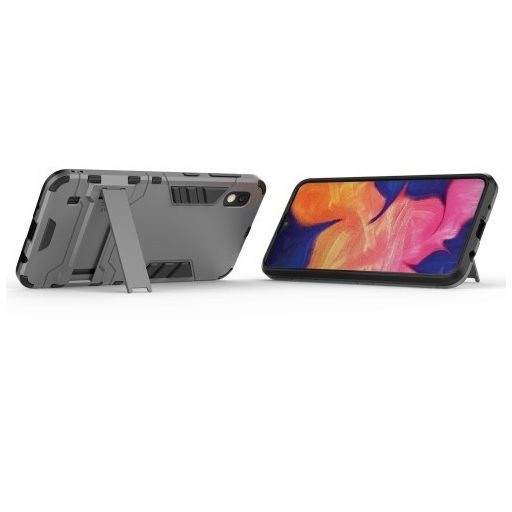 Samsung Galaxy A10 2in1 Tok Ütésálló - Kitámasztható TPU Hybrid Szürke