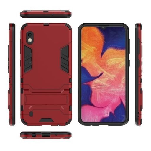 Samsung Galaxy A10 2in1 Tok Ütésálló - Kitámasztható TPU Hybrid Piros