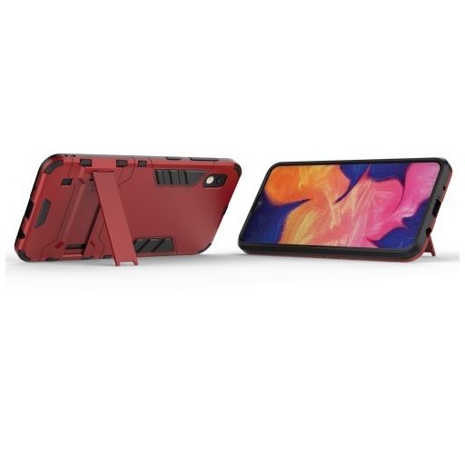 Samsung Galaxy A10 2in1 Tok Ütésálló - Kitámasztható TPU Hybrid Piros