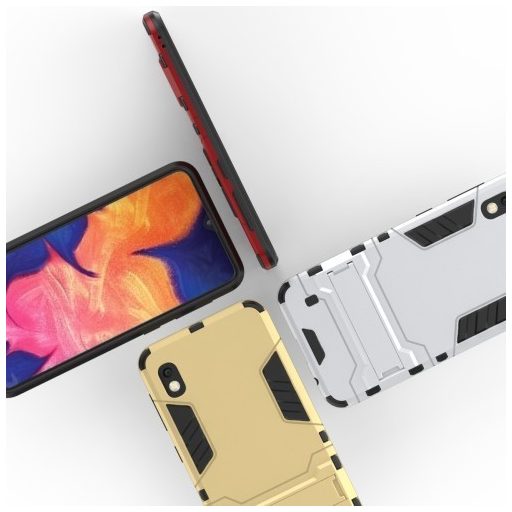 Samsung Galaxy A10 2in1 Tok Ütésálló - Kitámasztható TPU Hybrid Arany