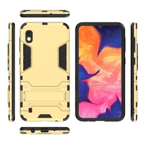 Samsung Galaxy A10 2in1 Tok Ütésálló - Kitámasztható TPU Hybrid Arany