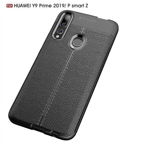 Huawei P Smart Z Szilikon Tok Bőrmintázattal TPU Prémium Fekete