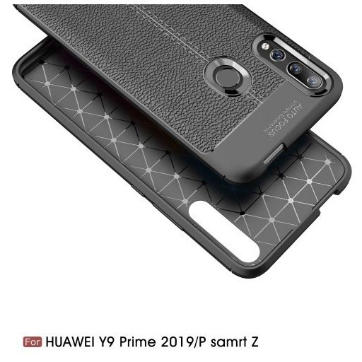 Huawei P Smart Z Szilikon Tok Bőrmintázattal TPU Prémium Fekete