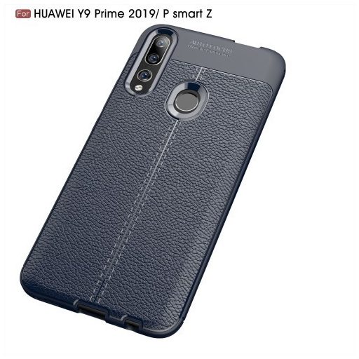 Huawei P Smart Z Szilikon Tok Bőrmintázattal TPU Prémium Sötétkék