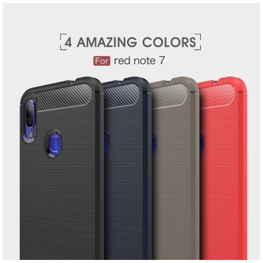 Xiaomi Redmi Note 7 Szilikon Tok Ütésállókivitel Karbon Mintázattal Fekete